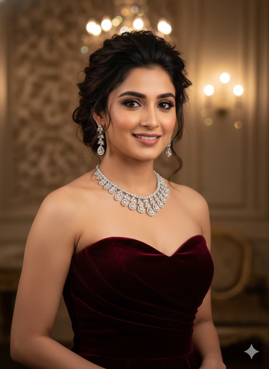 Silver Plated Elegant Pear & Marquise Diamond-Look Set